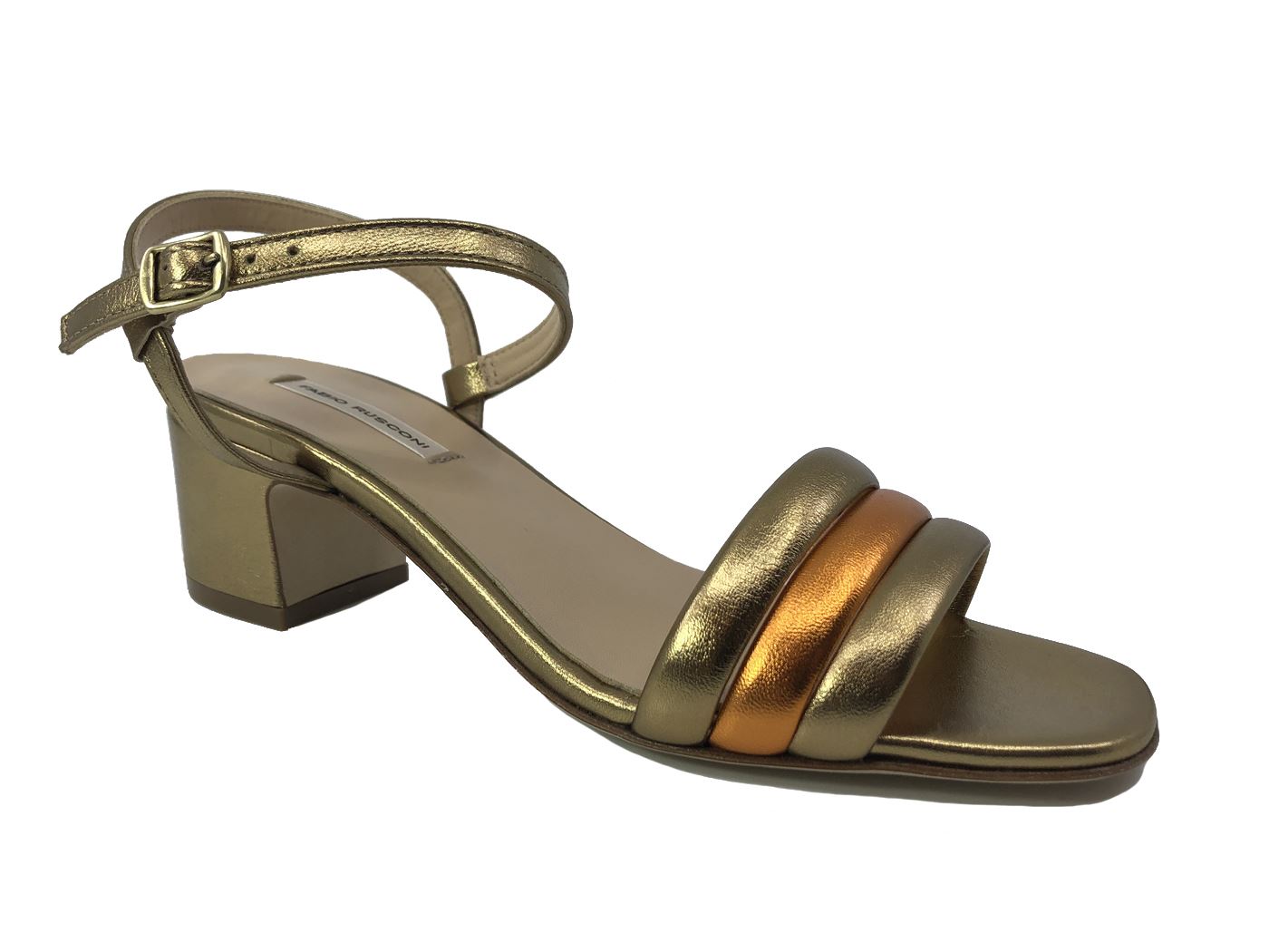 sandalo bronzo tacco largo